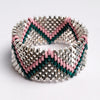 Valerie Silver- Dark Teal and Blush Pink Zig Zag Cuff